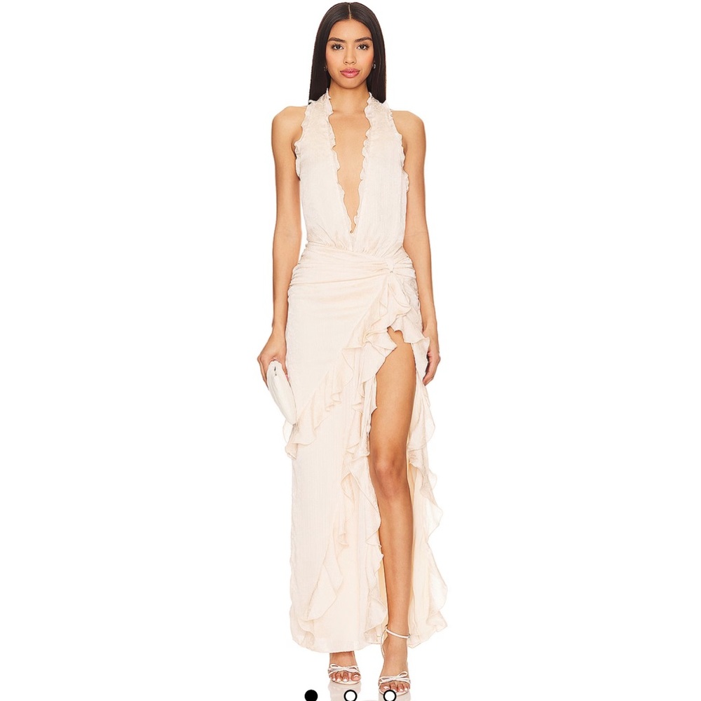 REVOLVE 	
CELENIA MAXI DRESS IN CHAMPAGNE BUTTERFLY